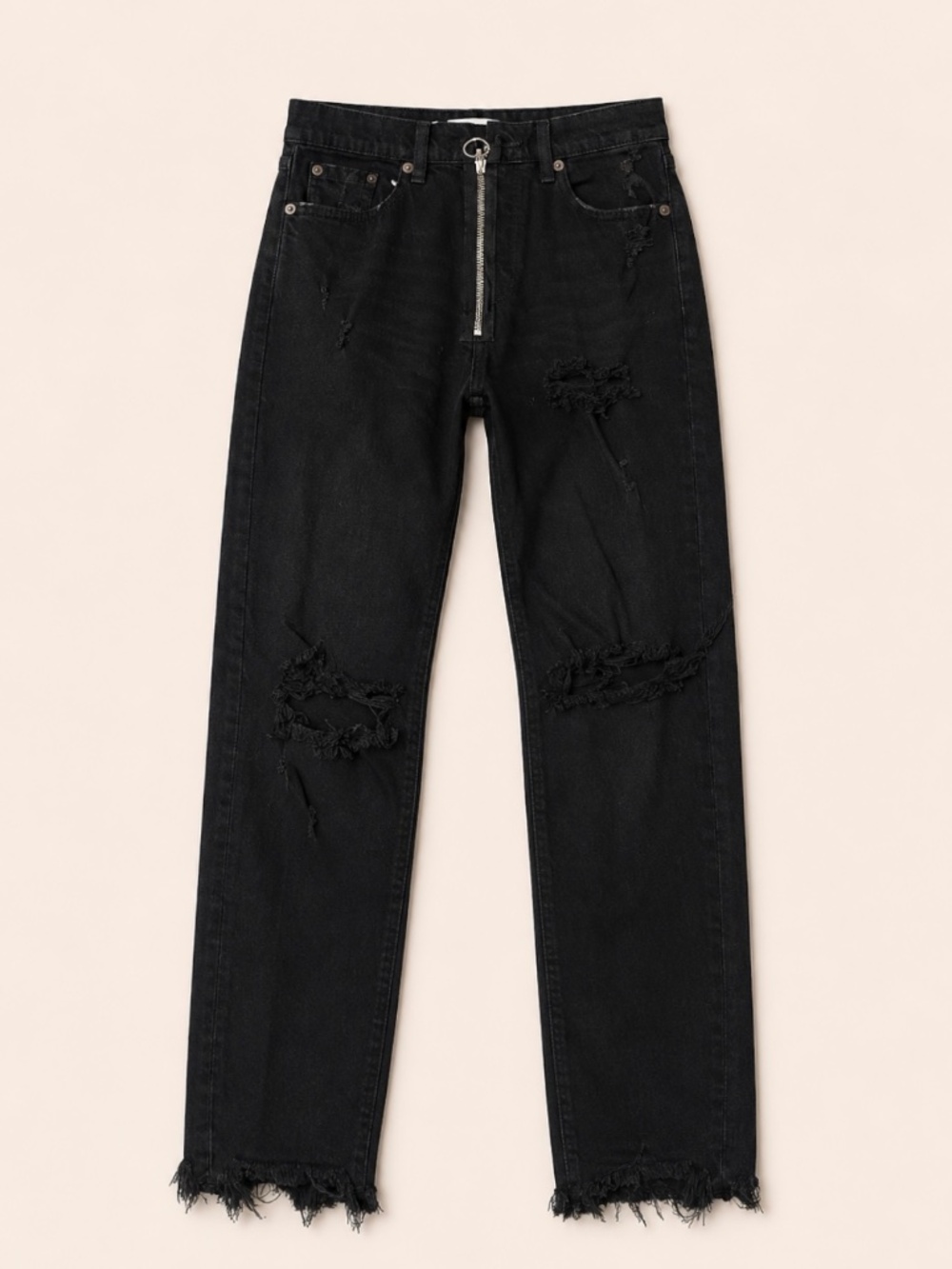 Pistola Distressed Black Zip Front Jeans | Size 25 | Excellent Condition